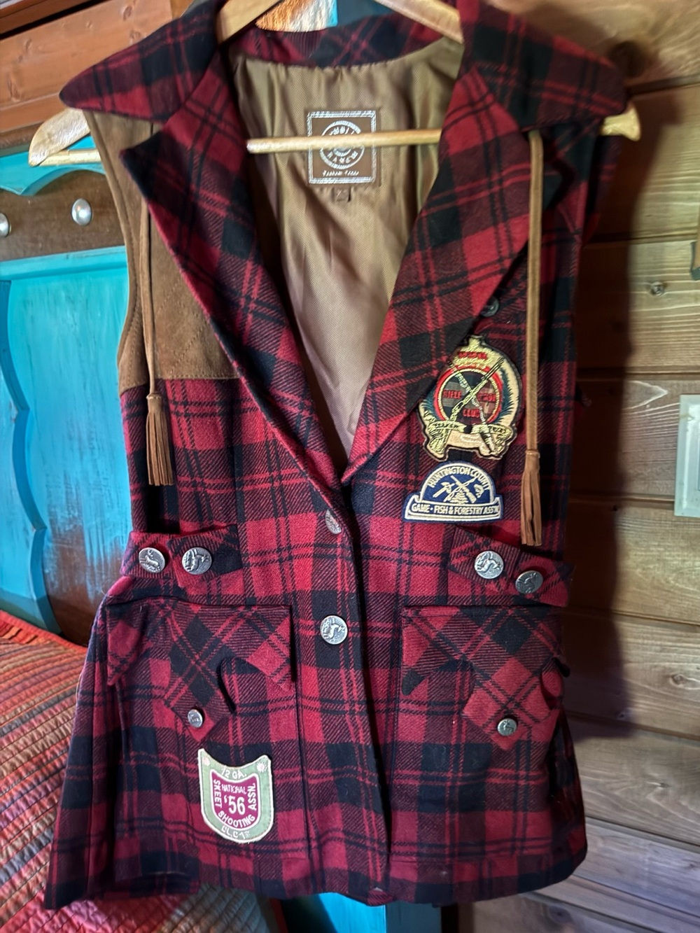 VINTAGE DOUBLE D RANCH HUNTER’S BUFFALO PLAID WOOL VEST, size XS
